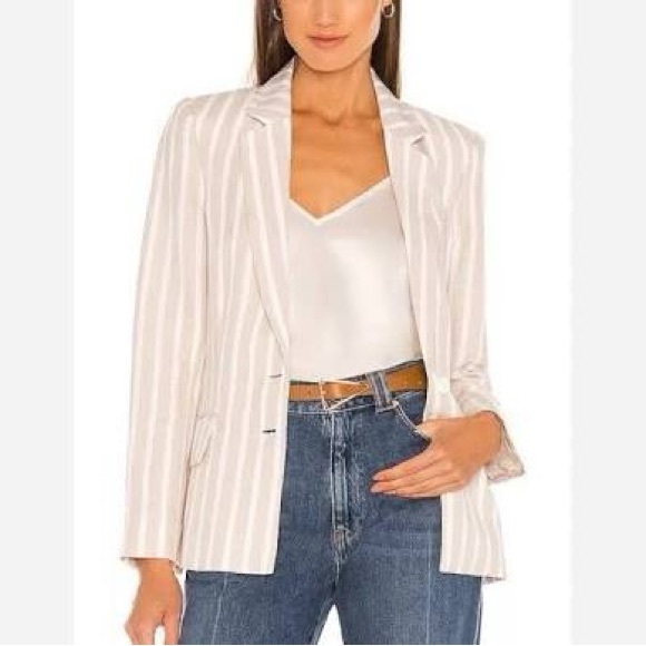 L'AGENCE Cream and White Striped Blazer Size 2 - Picture 1 of 6